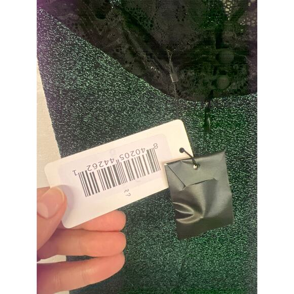 New nwt Current Air XS Green Black Twist Front Lace Inset Sleeveless Midi Dress - Picture 8 of 9